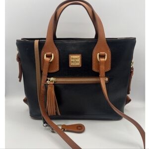 Dooney & Bourke Black Satchel with Brown Leather Trim